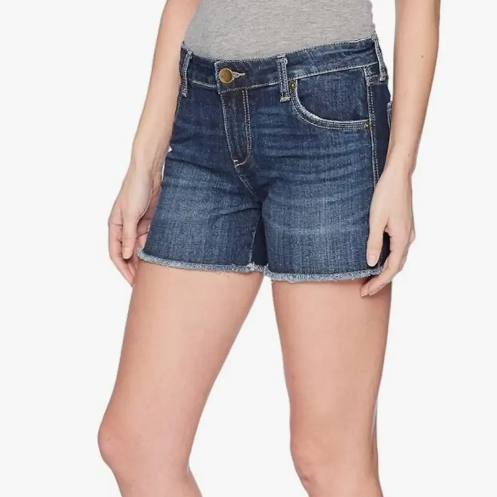 Kut From The Kloth Gidget Fray Hem High Waisted Denim Shorts NWT Dark Wash 6